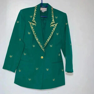 Women's ADAM DOUGLASS Adrianna Papell Green elegant blazer size 8 100% wool